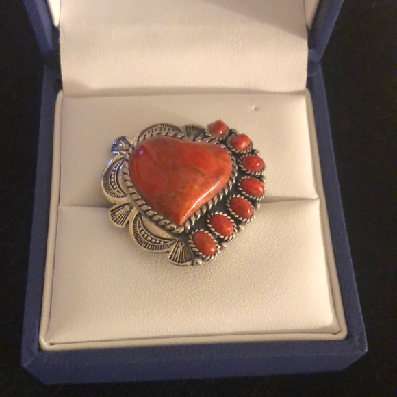 Coral silver set earrings and ring - Picture 4 of 7